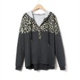 thumbnail image 2 of Pullover , Polyester Fiber Leopard Print Hooded Sweatshirt V Neck  For Spring Fall Winter Khaki,Gray,Black,Blue, 2 of 7