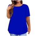 thumbnail image 1 of Yuyuzo Hauts Grande Taille pour Femmes T-Shirts à Manches Courtes à Col Rond T-Shirts de Couleur Unie T-Shirts Basiques Unis, 1 of 5