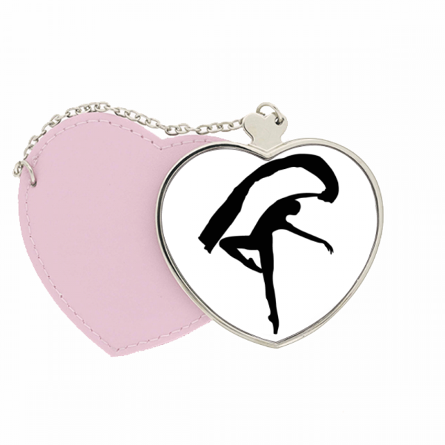 Jumping Dancer Art Sports Mirror Travel Purse Makeup Heart Pink
