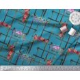 thumbnail image 2 of Soimoi Tissu en Velours Bleu Imprimé Géométrique & Floral Rose au Mètre 58 Pouces de Large, 2 of 5
