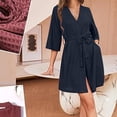 thumbnail image 2 of Timegard Womens Nightgown V-Neck Long Sleeve Open Front Bathrobe Solid Color Comfy Housecoats Sleepwear, 2 of 9