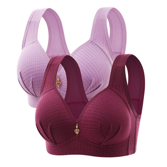 DecSea 2PC Woman's Embroidered Glossy Comfortable Breathable Bra Underwear No Rims
