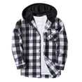 thumbnail image 1 of aohooy Flannel Jacket for Men - Trendy Casual Button Down Plaid Long Sleeve Fall Jackets Shacket with Pockets Gray,XXXXXL, 1 of 5
