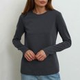 thumbnail image 5 of MeetoTime Women's Cotton Long Sleeve T-Shirt Basic Round Neck Solid Color Comfortable Pullover Tops, 5 of 5
