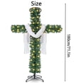 thumbnail image 3 of Foldable Cross Christmas Tree, Foldable Christmas Tree Cross, Pre-Lit Artificial Pine Christmas Cross, Outdoor Staked Twinkling Christmas Trees, with LED Light and Silk Scarf Wood Rattan Ring, 3 of 7