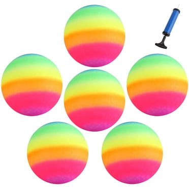 6 PCS Playground Balls, Rainbow Playground Balls, Square Balls with Pump, 8.5 Inch Rainbow Playground Ball Set for Kids and Adults, Playground Balls for Indoor and Outdoor Activities