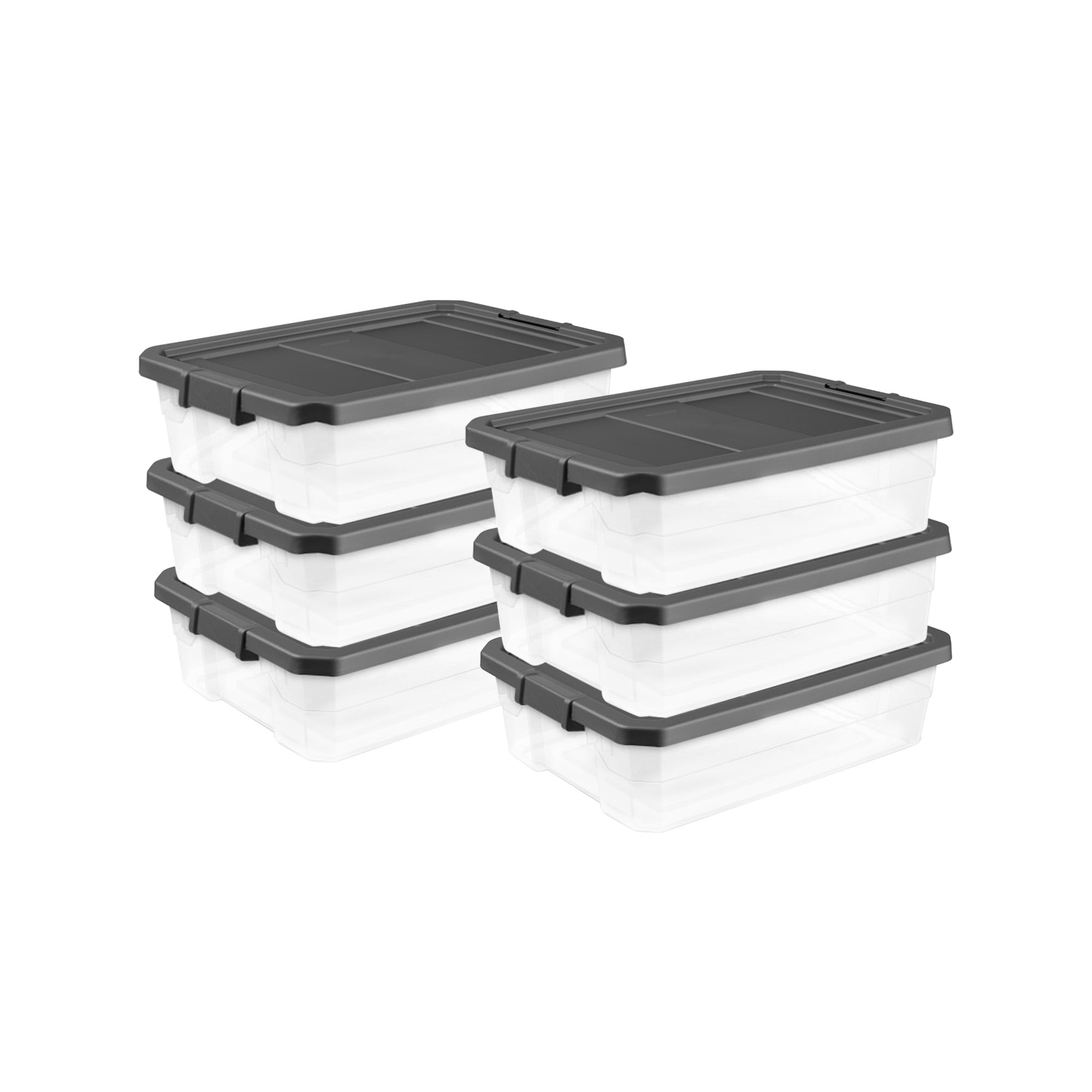 【新品】RAIN OR SHINE SOFT CONTANER L 40L Sterilite 40 Qt Clear Plastic Storage Tote with Latch Lid, 6 Pack