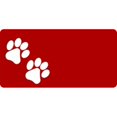 thumbnail image 1 of White Paw Prints Offset On Red License Plates Free Personalization on this plate, 1 of 1