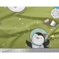 thumbnail image 2 of Soimoi Green polyester Crepe Fabric Snowman & Penguin Cartoon Print Sewing Fabric Yard 42 Inch Wide, 2 of 3