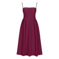 thumbnail image 4 of Gspmoly Robes Décontractées pour Femmes, Mode pour Femmes Couleur Unie Style Dopamine Bretelle d'Épaule Bretelles Ajustables Robe à Poches Robe à Bretelles Col Rond Robe de Cocktail Offres Hebdomadaires, 4 of 5