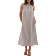 thumbnail image 1 of Kaemgyyd Robes à Col Licou pour Femmes Été Sans Manches Robe d'Été Décontractée Plage Vacances Fluide Bohème Mi-Longue avec Poches, 1 of 7