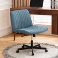 thumbnail image 2 of FDW Chaise Croisée, Roues Assise en Tailleur Bureau Moderne Pivotante Hauteur Réglable Siège Grand Tâche Informatique Confortable Tissu Sans Accoudoirs pour, Bleu, 2 of 7