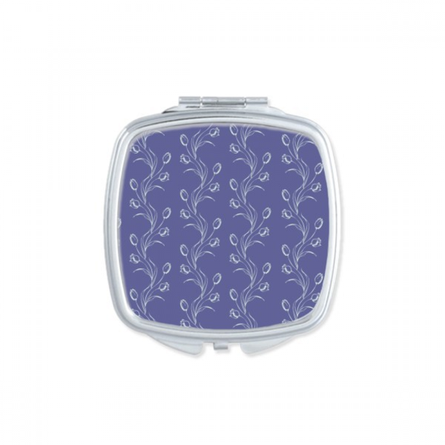 Hand Painted Tulip White Flower Square Mirror Portable Compact Pocket Makeup Double Sided Glass