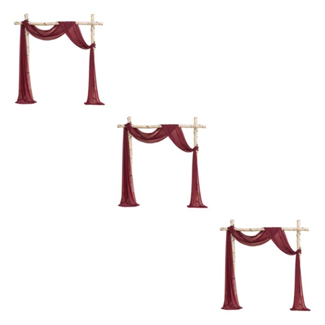 Baohd Wedding Arch Draping Fabric Wedding Decor With Easy Care Wedding Arch Drapes Polyester Wedding Valance Durable And Soft Winered 3Set