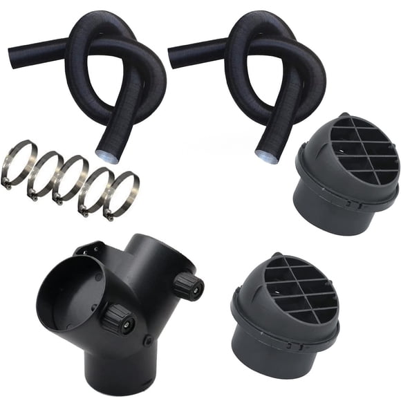 60Mm Pipe Ducting Y Piece + Warm Air Outlet Vent & Hose Clip For Diesel Heater