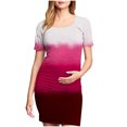 thumbnail image 2 of Ovzne Robes Grande Taille pour Femmes Courbes Robe pour Femme Jupe de Maternité Plissée Imprimée à Manches Courtes Col Rond Mi-Mollet Robe de Vacances Manches Courtes Imprimée C, 2 of 6