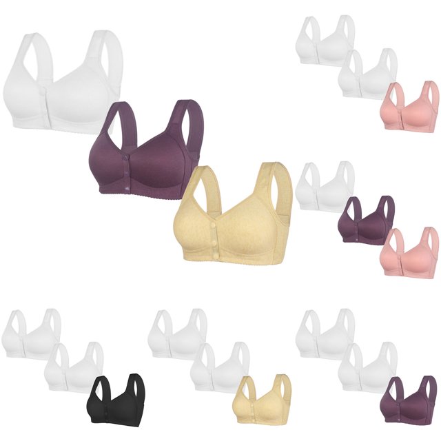 LOVZFMLL 3 Pack Plus Size Bras for Women Solid Color Comfort Soft Push Up Bra No Underwire Full Coverage Front Closure Everyday Bralettes Z 3XL