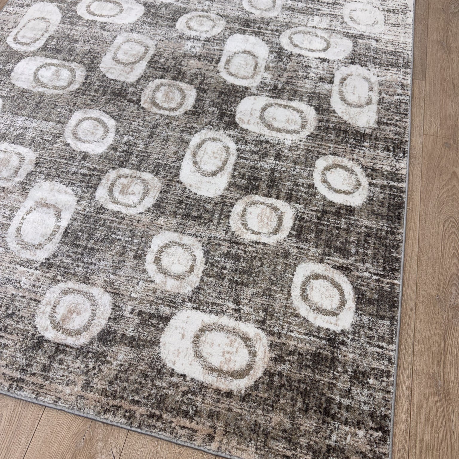 Tapis d'interieur abstrait Rug Branch Cadence, gris beige, moderne - Salon, chambre, salle a manger et cuisine