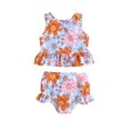 thumbnail image 1 of TIEVOSA Summer Girls Cartoon Flower Printed Ruffles Two Piece Swimwear Swimsuit Bikini 3-13 Years Old, 1 of 6
