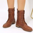 thumbnail image 2 of LSLJS Bottes d'Hiver pour Femmes à Couleur Unie, Mi-Mollet, à Talons Bas, Bout Rond, Fermeture Éclair Latérale, Chaussures; Bottes Plates pour Femmes; Bottes pour Femmes, 2 of 6