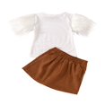 thumbnail image 2 of Kid Girls Feather Sleeve  Neck Top Brown Buttons Skirt Sets, 2 of 5