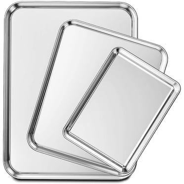 Ensemble de 3 Plaques à Pâtisserie, Plaque à Biscuits en Acier Inoxydable, 9/12/16 Po, Non Toxique et Robuste et Facile à Nettoyer