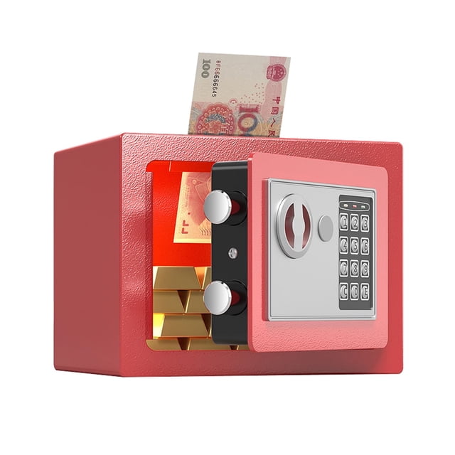 Mini Safe Key Password,Double Insurance Anti-theft Home Safe Deposit Box Fire Safe for Office