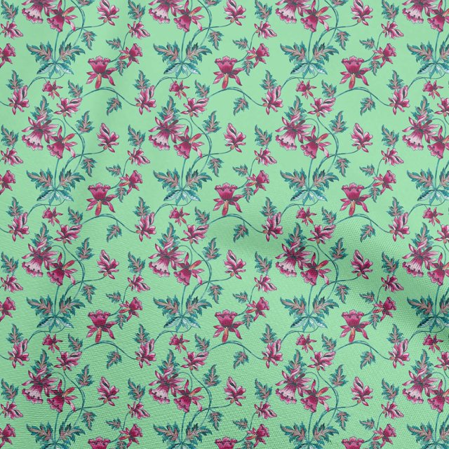 oneOone Rayon Sea Green Fabric Florals Craft Projects Decor Fabric Printed By The Yard 56 Inch Wide