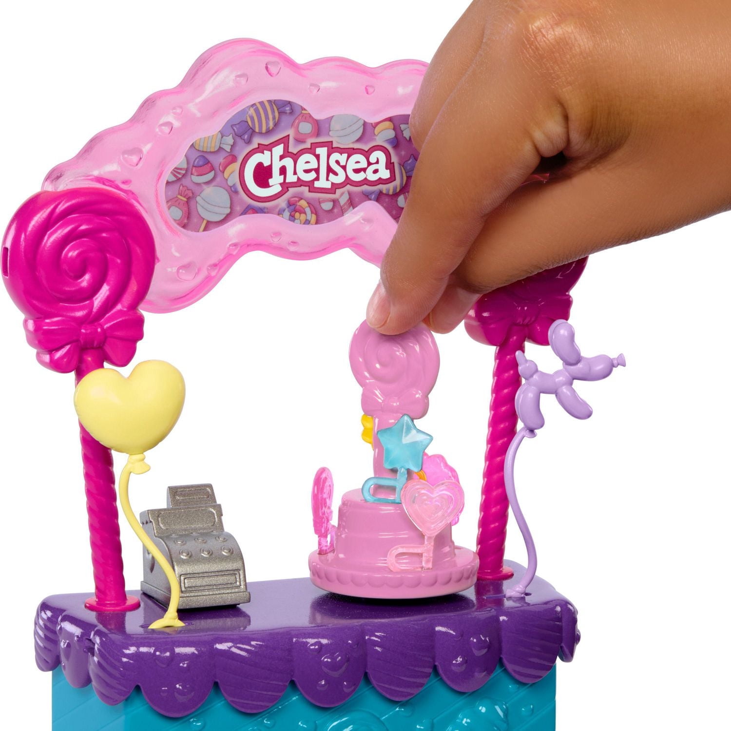 Barbie Chelsea Doll & Lollipop Stand, 10-Piece Toy Playset with Accessories