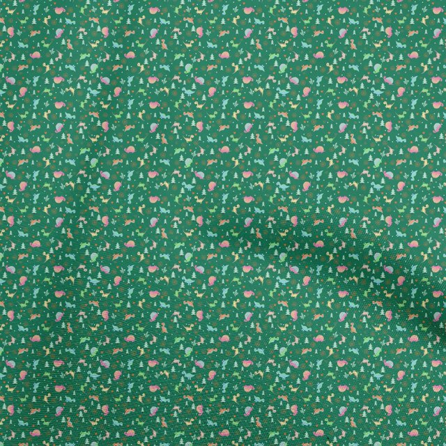 oneOone Georgette Viscose Green Fabric Colorful Dinosaur Cartoon Craft Projects Decor Fabric Printed By The Yard 42 Inch Wide