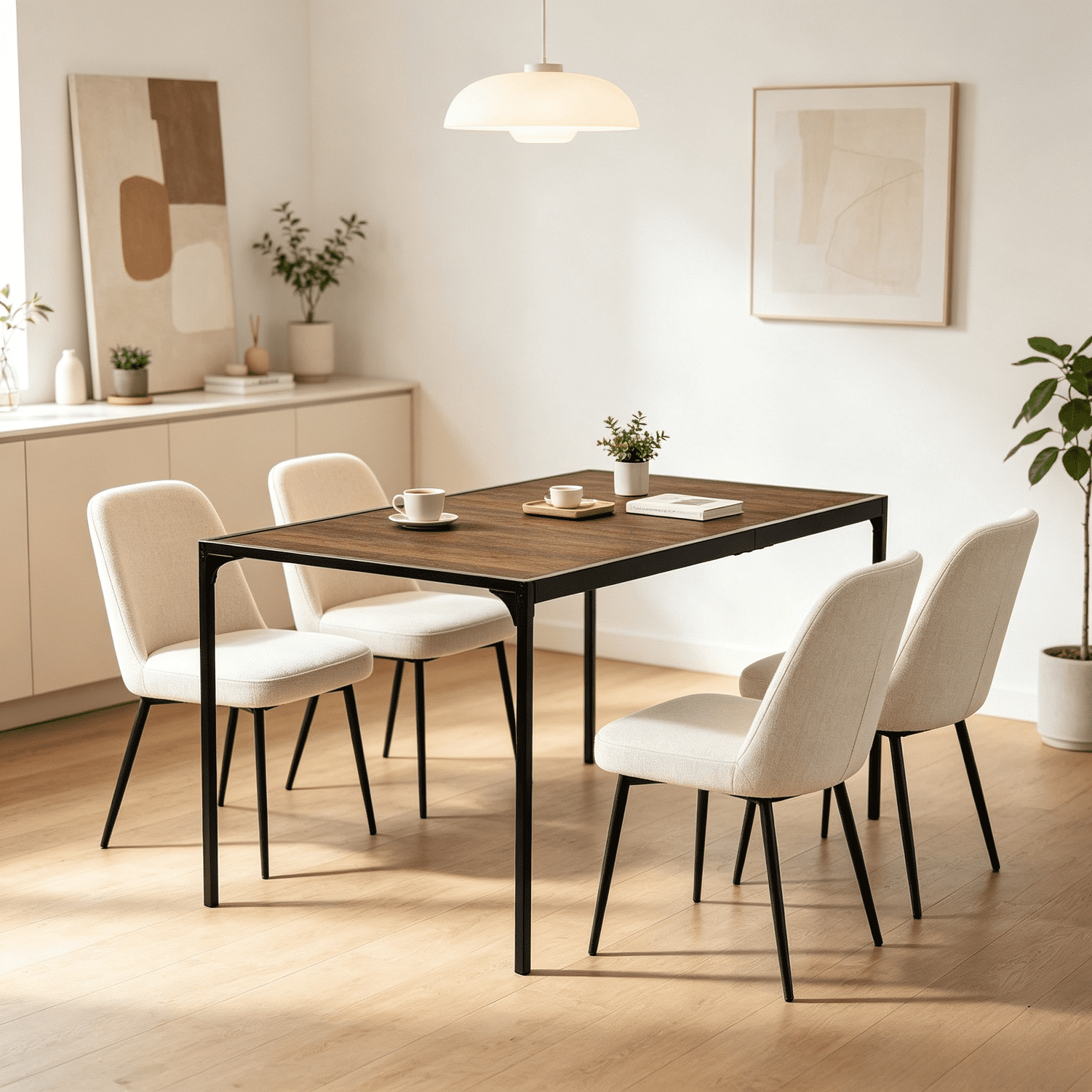 Homy Casa Table à manger rectangulaire industrielle de 47,2 po pour 4, plateau effet bois 3D espresso, cadre en métal noir