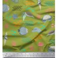 thumbnail image 1 of Soimoi Green Velvet Fabric Crab & Tortoise Ocean Decor Fabric Printed Yard 60 Inch Wide, 1 of 3