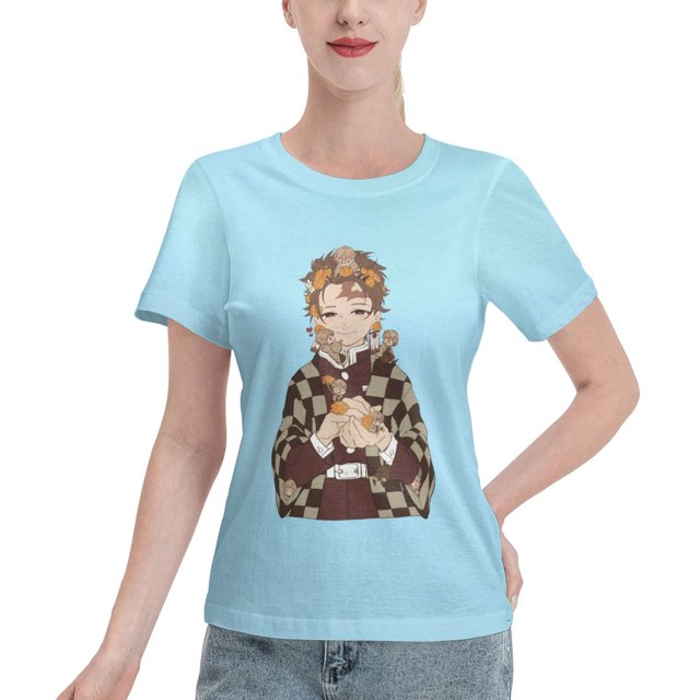 T-Shirt Basique à Manches Courtes pour Femmes Demon Slayer Blade Tanjiro