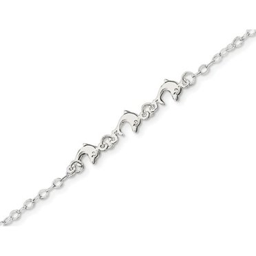 925 Sterling Silver 7mm 3 Dauphins Chaîne Cheville
