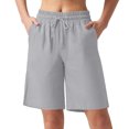 thumbnail image 1 of Summer Clearance! Womens Plus Size Pants,Summer Pants for Womens,Ladies' Summer Fashionable Design Casual And Comfortable High Waisted Loose Drawstring Multi Pocket Five Quarter Pants, 1 of 5
