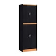 thumbnail image 1 of Hodedah HI224 Garde-Manger de Cuisine de Rangement à 4 Portes, 4 Tablettes et 5 Compartiments, Black Beech, 1 of 5