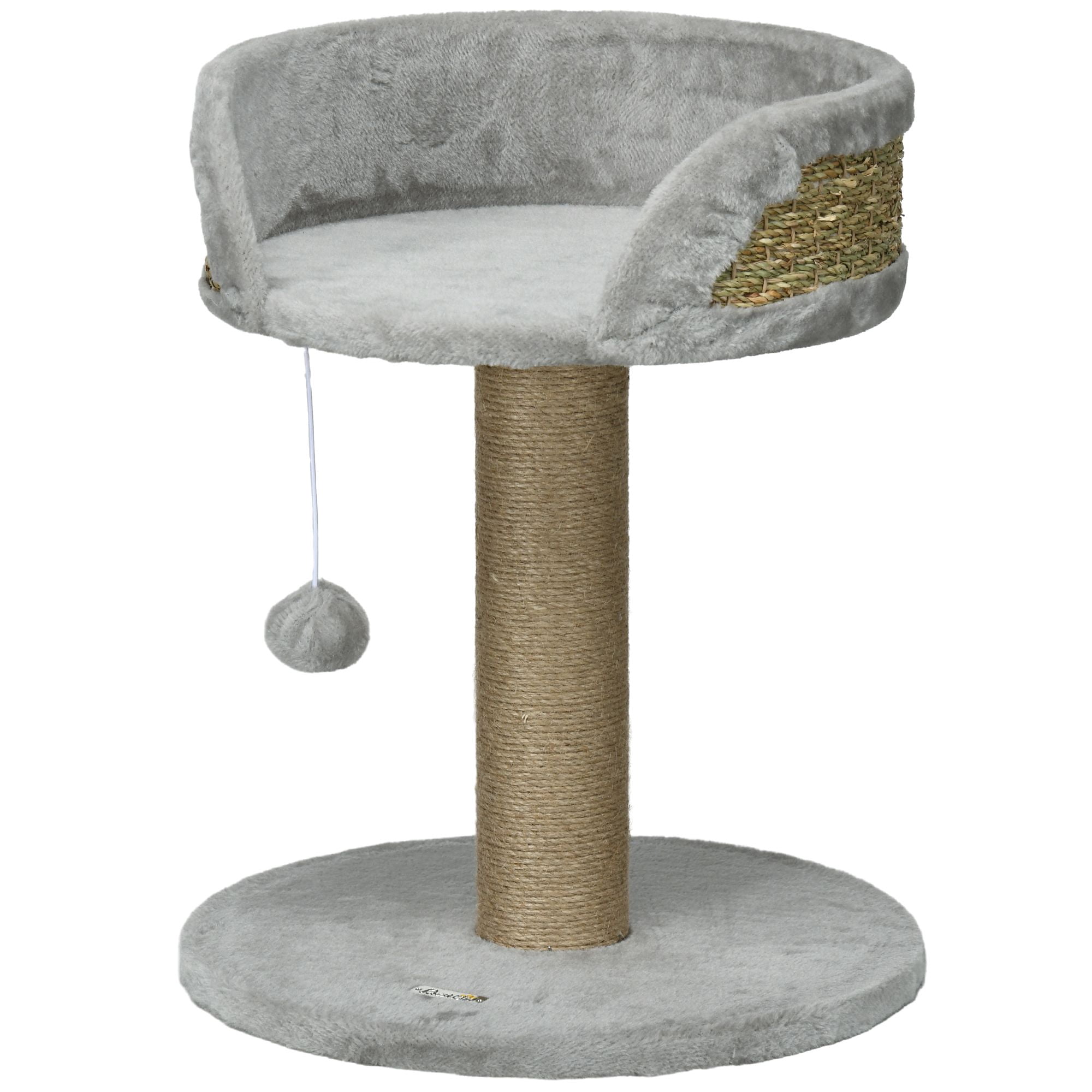 Grey Small Cat Tree with Scratching Post & Perch - 16" Indoor Cat Tower for Play & Rest - Durable Particle Board Design