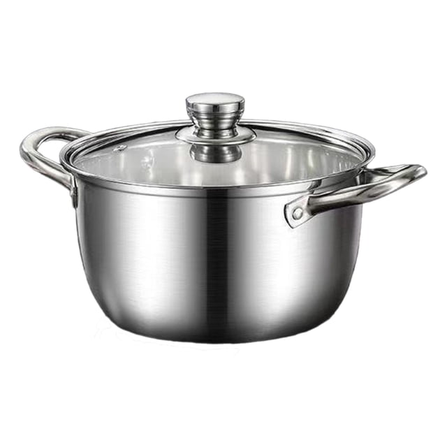 veasfak Stainless Steel Stock Pot Soup Pot Saucepan Multiuse Large Capacity Universal Base Non Sticks Stockpot for Vegetable Breakfast Style B
