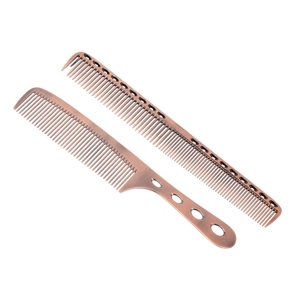 2pcs salon peigne à cheveux avec échelle professionnel barber coiffure acier espace en aluminium métal coupe peigne