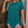 thumbnail image 1 of Serre-Taille Été Nouveau T-Shirt à Col Rond pour Femmes à Manches Courtes Boutonné, 1 of 1