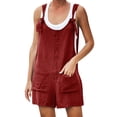 thumbnail image 1 of TopLLC Women's Summer Casual Rompers Sleeveless Loose Spaghetti Strap Short Jumpsuits Overalls Solid Button Bodysuit Playsuit With Pockets, 1 of 7