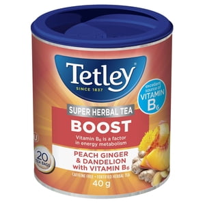 Tetley Super Herbal Tea-Boost Peach Ginger Dan with Vit B6