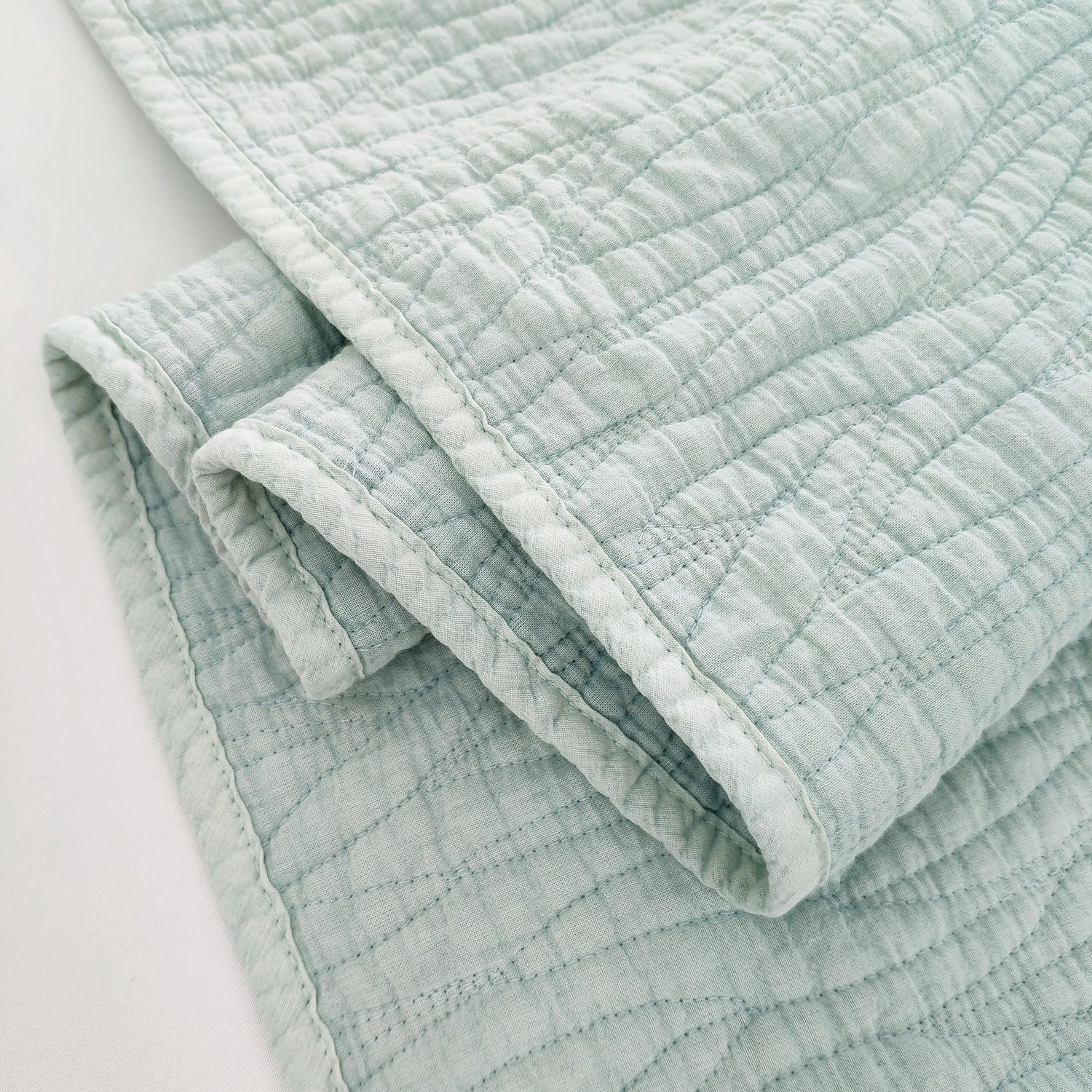Ensemble de couette Carson de Gouchee Home – Ensemble de literie menthe 3 pièces, coton délavé avec motif à coutures ondulées, couvre-lit doux toutes saisons