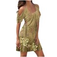 thumbnail image 2 of Jusqu'à 65 % de Rabais! Robes d'Été Mode pour Femmes 2024 Grande Taille Imprimé Manches Courtes Épaules Dénudées Col Rond Robe, 2 of 5
