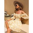 thumbnail image 5 of Women's Lantern Sleeve Tie Back Summer Dress Ruffled Off Shoulder A-Line Vintage Mini Dress, 5 of 5