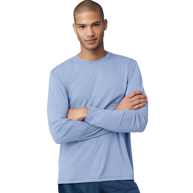 Hanes Cool DRI Performance Men`s Long-Sleeve T-Shirt - Best-Seller, 2X, Light
