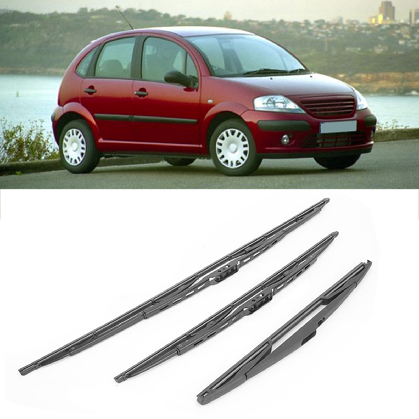 3Pcs/Set Front Rear Windshield Wiper Blade Window Windshield Wiper Blades Replacement For Citroen C3 Mk1 Models 2002-2008