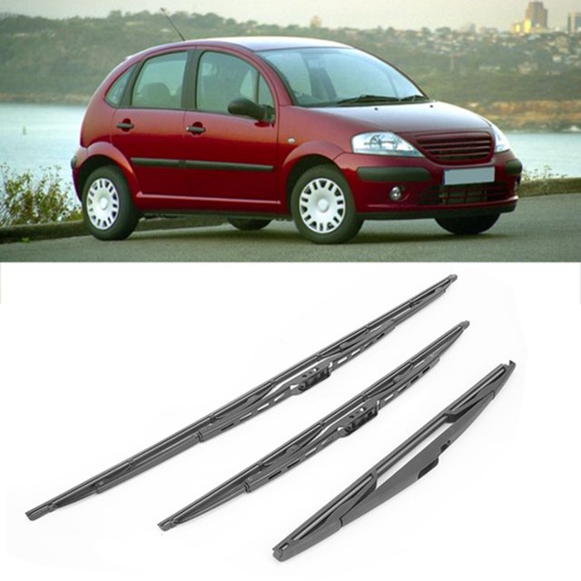 3Pcs/Set Front Rear Windshield Wiper Blade Window Windshield Wiper Blades Replacement For Citroen C3 Mk1 Models 2002-2008