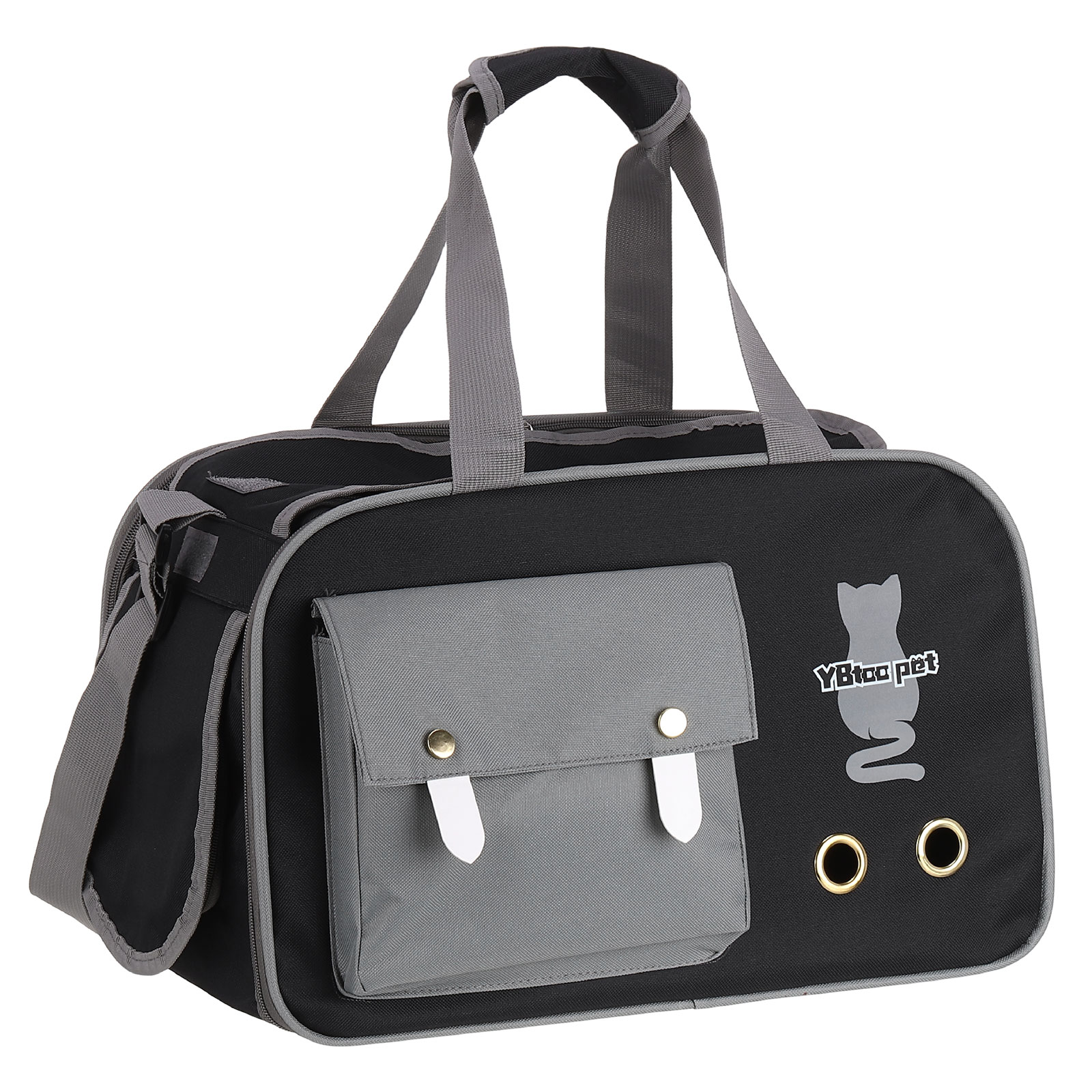 Uxcell Soft-Sided Cat Carrier, Ventilation Mesh, Travel Pet Carrier Breathable Small Dog Carrying Case Up to 14.3 lbs (Black), Intended for Hiking / Camping / Traveling