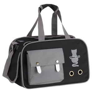 Uxcell Soft-Sided Cat Carrier, Ventilation Mesh, Travel Pet Carrier Breathable Small Dog Carrying Case Up to 14.3 lbs (Black), Intended for Hiking / Camping / Traveling
